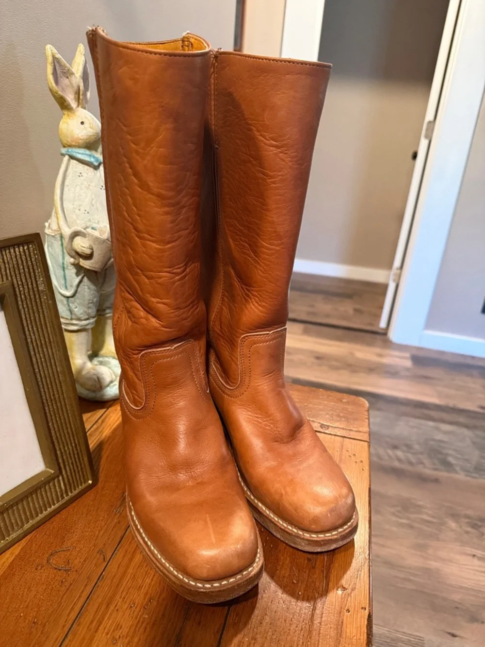Frye Tan Leather Mid-Calf Boots - Picture 8 of 8